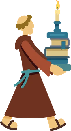 Man walking with pile of books  Illustration