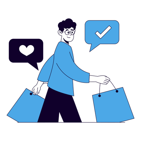 Man walking with shopping bags  Illustration