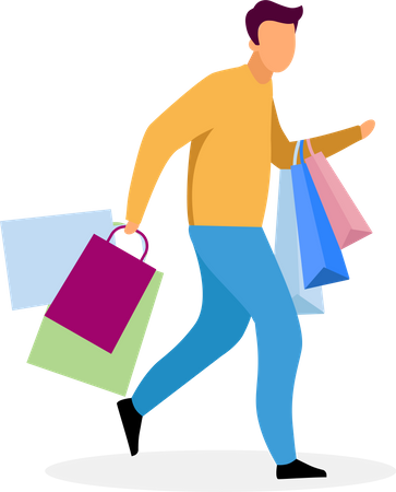 Man walking with shopping bags  Illustration