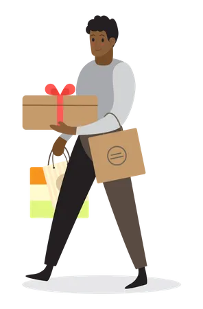 Man walking with shopping bags  Illustration