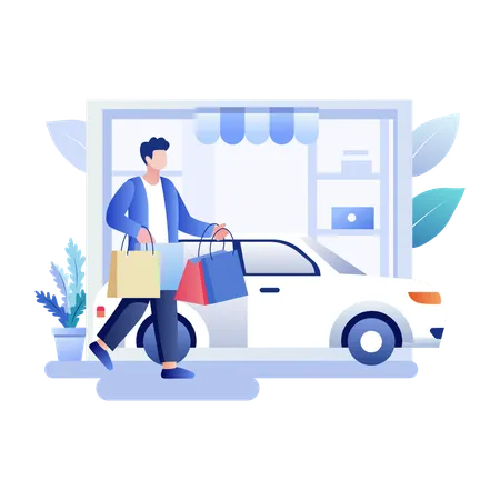 Man walking with Shopping Bags  Illustration