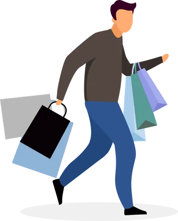 Man walking with shopping bags  Illustration