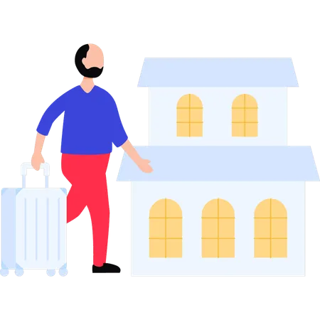 A Man Is Walking With A Suitcase Illustration