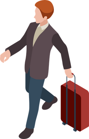 Man walking with suitcase  Illustration