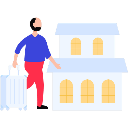 Man walking with suitcase  Illustration