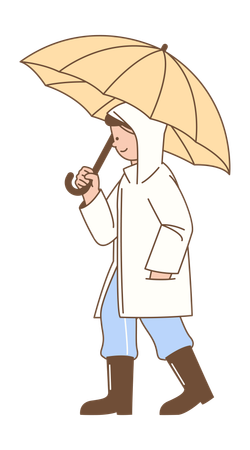 Man Walking with Umbrella  Illustration