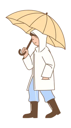 Man Walking with Umbrella  Illustration