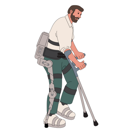 Man walking with walk aid device Illustration