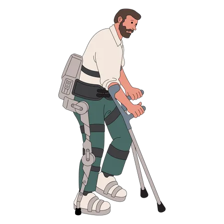 Man walking with walk aid device  Illustration