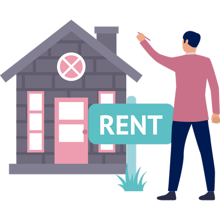 Man wants rented home  Illustration