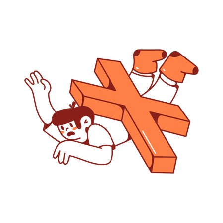 Man was crushed by large cross  Illustration