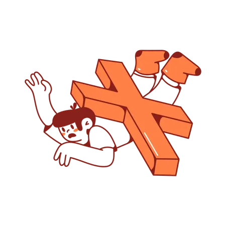 Man was crushed by large cross  Illustration