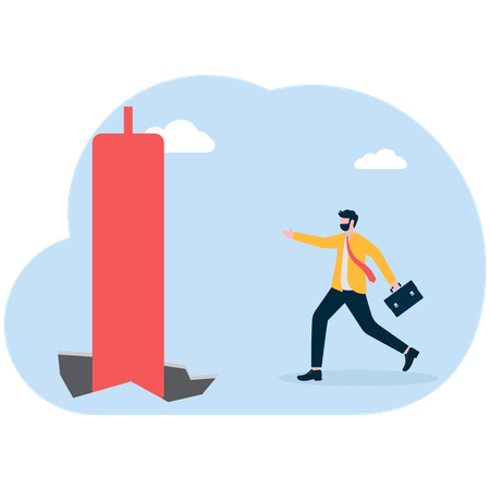 Man was surprised there was a rising candlestick that suddenly appeared  Illustration