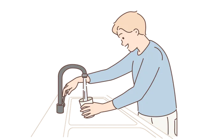 Man washing glass  Illustration