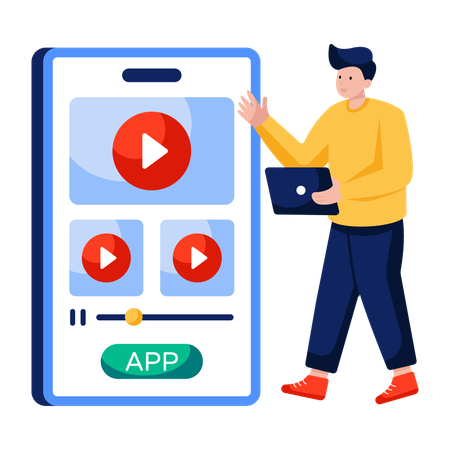 Man watches Educational video  Illustration