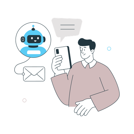 Man watching Automated Email Responses  Illustration