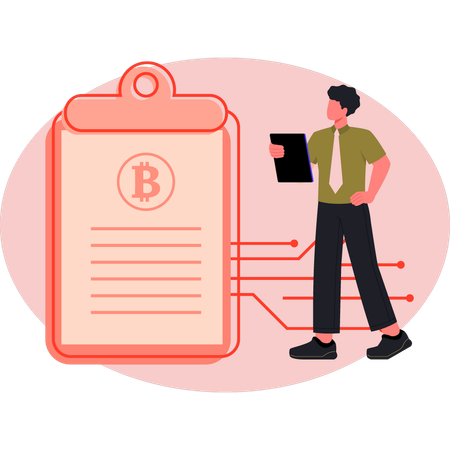 Man watching bitcoin networking  Illustration