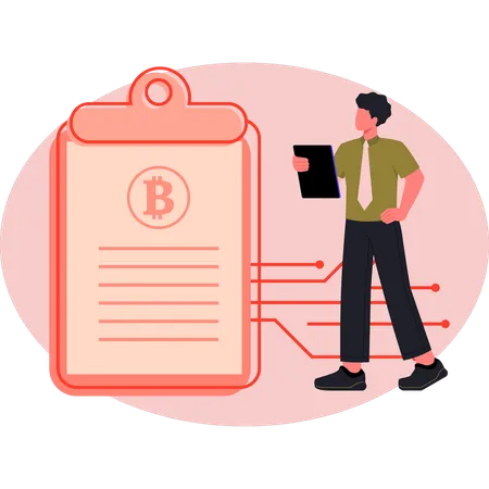 Man watching bitcoin networking  Illustration