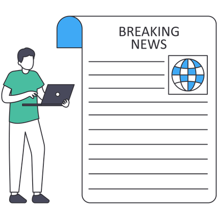 Man watching Breaking News  Illustration