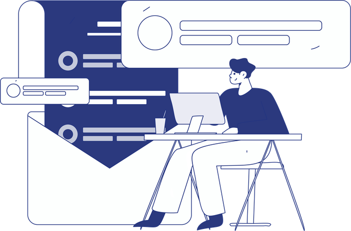 Man watching business mail  Illustration