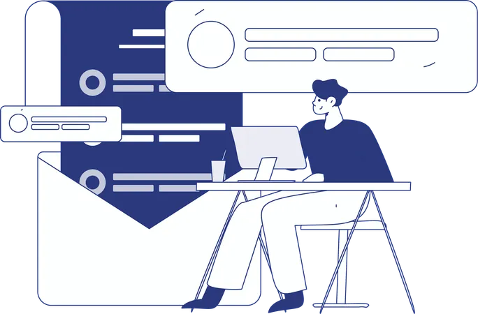 Man watching business mail  Illustration