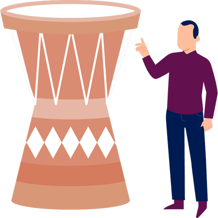 Man watching djembe  Illustration