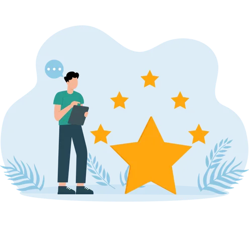 Man watching Five Star review  Illustration