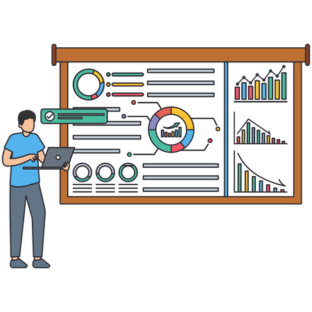Man watching income dashboard  Illustration