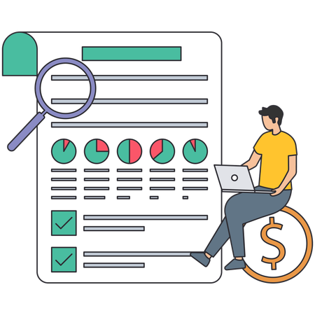 Man watching income report  Illustration
