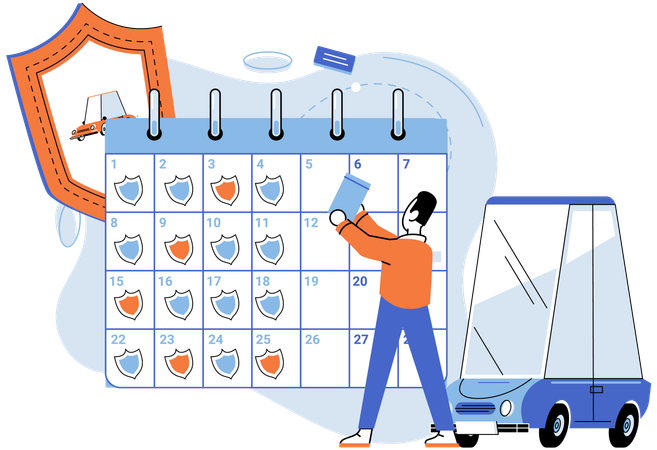 Man watching insurance event in calendar  Illustration