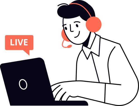 Man Watching Live Stream  Illustration