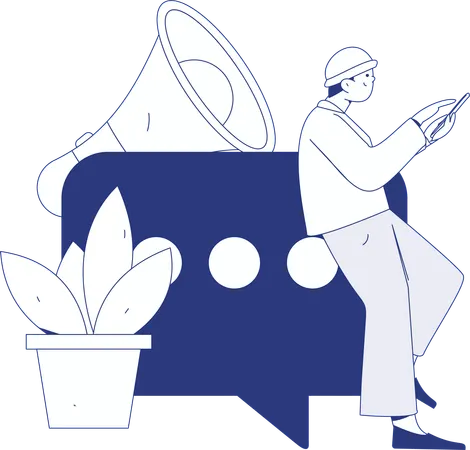 Man watching marketing message  Illustration