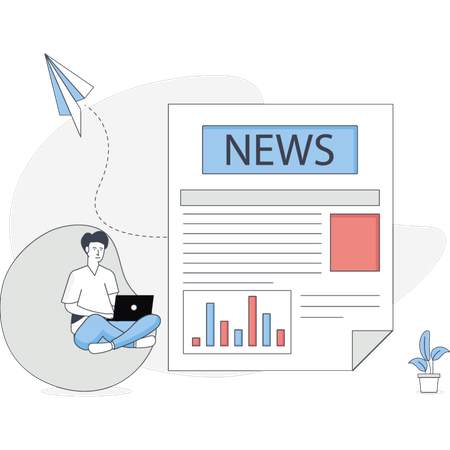 Man Watching marketing News  Illustration