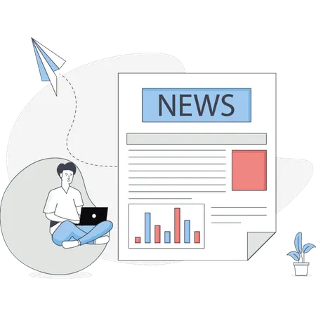 Man Watching marketing News  Illustration