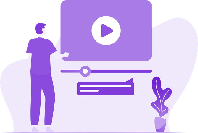 Man Watching Marketing Video  Illustration