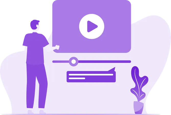 Man Watching Marketing Video  Illustration