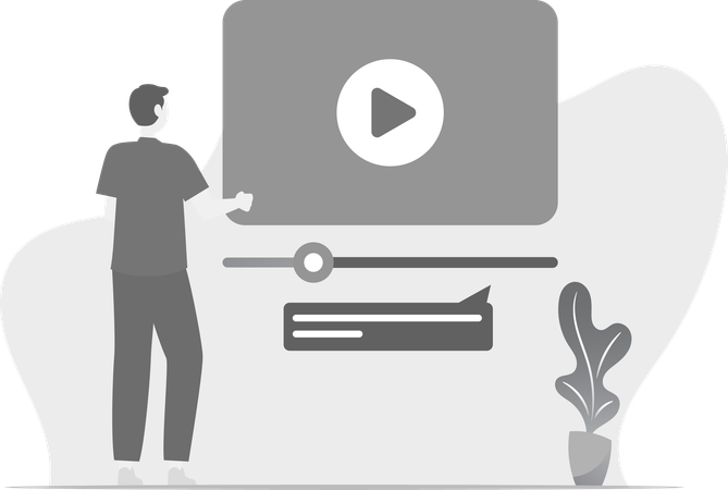 Man Watching Marketing Video  Illustration