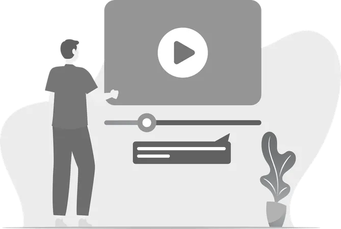 Man Watching Marketing Video  Illustration
