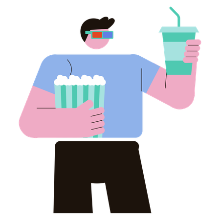 Man Watching Movie  Illustration