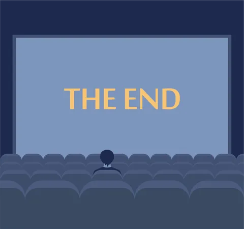 Man watching movie lonely in theater  Illustration