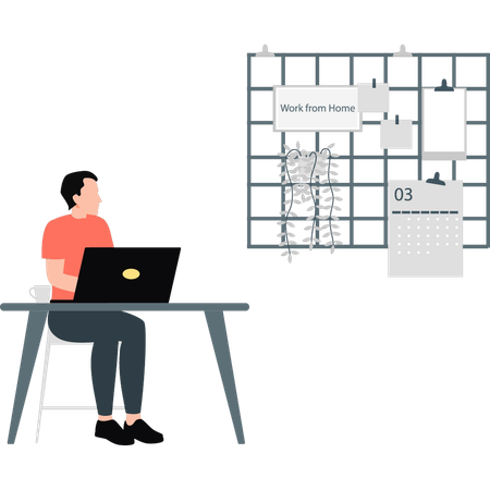 Man watching notice board  Illustration