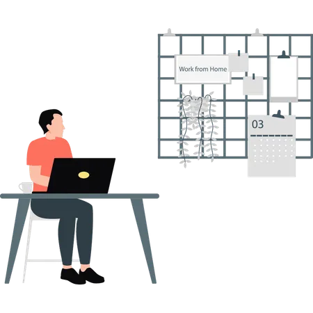 Man watching notice board  Illustration