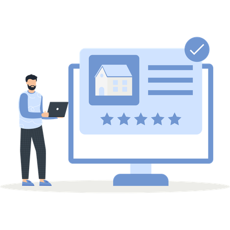 Man watching online property  Illustration