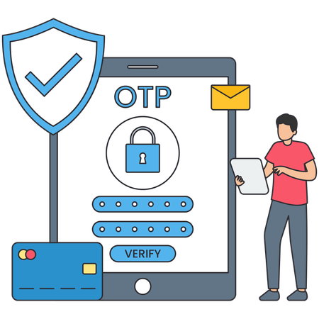 Man watching OTP Security  Illustration