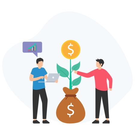 Man watching Profit Increase  Illustration
