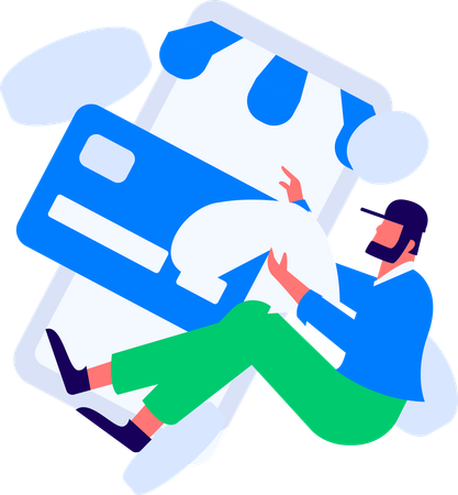 Man watching shopping bill  Illustration