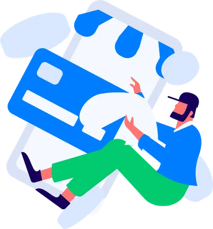 Man watching shopping bill  Illustration