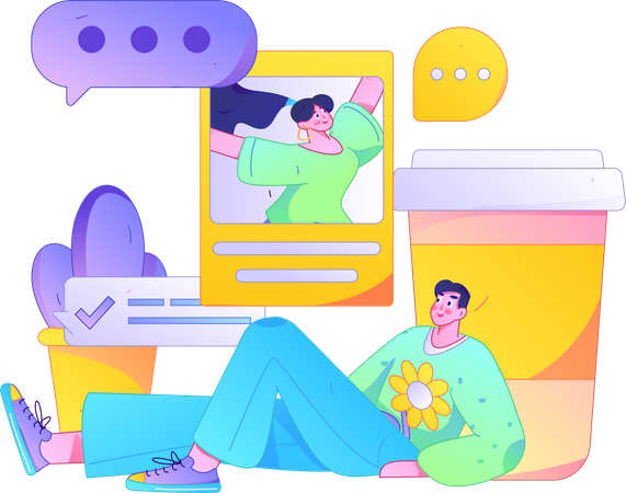 Man watching social media post  Illustration