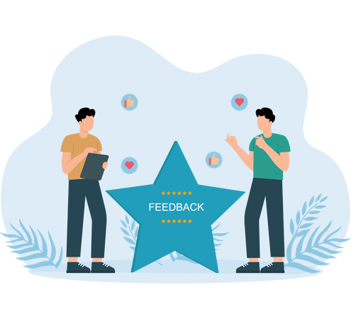 Man watching Star Feedback  Illustration