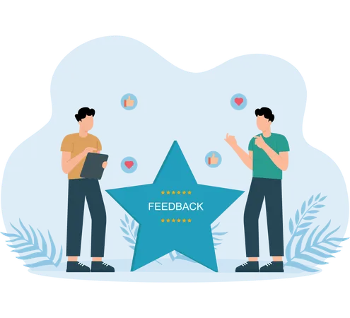 Man watching Star Feedback  Illustration